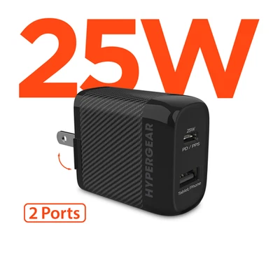 HyperGear SpeedBoost 25W USB-C PD + 12W USB Fast Wall Charger w PPS Technology - Image 1 of 4