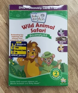 Baby Einstein Wild Animal Safari Discovery Kit (DVD, CD, Flash Cards) New Sealed - Foto 1 di 3