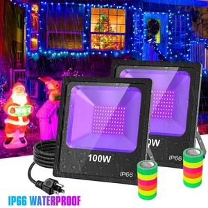 2-Pack 100W LED UV Black Light Christmas Party Night Club Stage Blacklight IP66 - Picture 1 of 11
