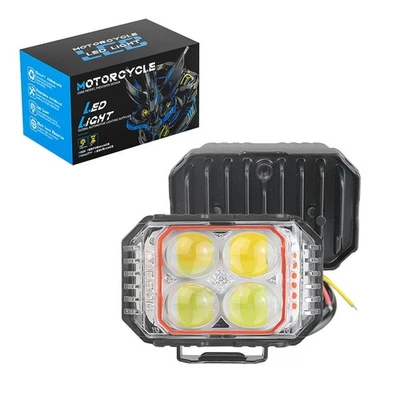 Motorcycle Auxiliary LED Driving Lamp Dual Color White Yellow 2700LM IP65 - Image 1 of 4