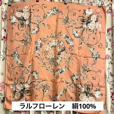 Ralph Lauren Floral Rosa Seda Bufanda 90Cm X 90Cm Seda 100% Usada K Foto 1 de 4
