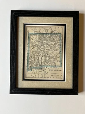 1934 "Blue" NEW MEXICO State Map by C.S. Hammond, Framed/Double Mat SEE DESCRIP - Image 1 of 3