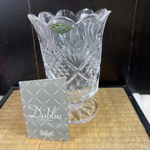 Shannon by Godinger Dublin Clear Crystal Footed Hurricane Votive Holder NEW - Picture 1 of 6
