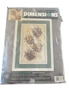 Dimensions Stamped Cross Stitch Kit Seasonal Baskets New Sealed #3157 - Picture 1 of 5