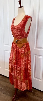 Jane Ashley, Size 1X, Boho Maxi, 100% Cotton Dress & Lining, Batik Fall Colors - Image 1 of 4