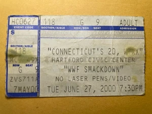WWF SmackDown Biglietto Stub 2000 Hartford Undertaker Triple H Jericho DX - Foto 1 di 2
