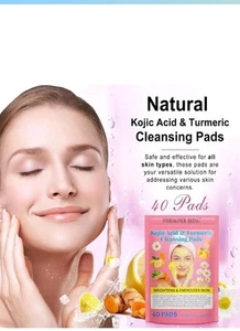 Turmeric Kojic Acid Pads Turmeric&Kojic Cleansing Pads Facial Sponges Exfoliate - Picture 1 of 5