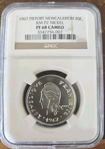 1979 New Caledonia Nickel 20 Francs NGC PF 68 CAMEO , PIEFORT - KM-P2 - Picture 1 of 2