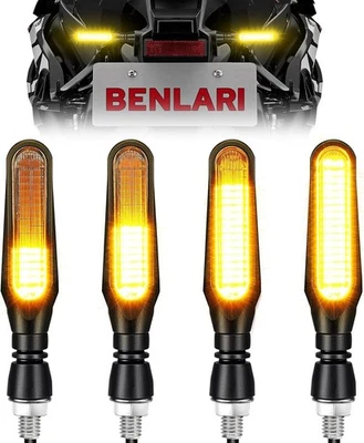 Benlari 4PCS Flowing LED Motorcycle Turn Signals 12V Super Bright Universal - Image 1 of 4