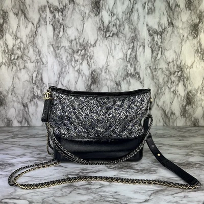 Chanel Gabrielle Bolso de Mano PVC Azul Tweed Bolso Bandolera Cuero Auténtico Foto 1 de 4