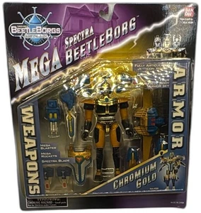 BeetleBorgs Metallix Mega Spectra BeetleBorg cromo oro 1997 Bandai sin usar, en caja - Imagen 1 de 11