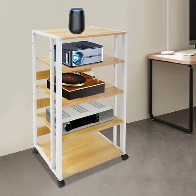 Suporte de mídia AV de 5 camadas rack, suporte de mídia, alto suporte de mídia de áudio e vídeo resistente - Imagem 1 de 4