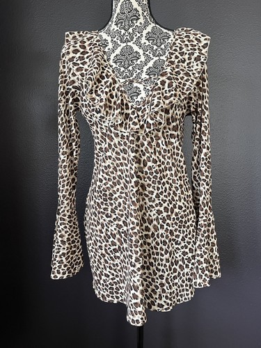 UNDERCOVER Abito lingerie Y2K Victoria's Secret sexy stampa leopardata taglia S manica a campana