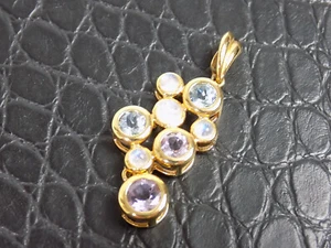 Eleganter Charm Damen Anhänger Modern AG 925er Silber Vergoldet 8 Edelsteine - Bild 1 von 7