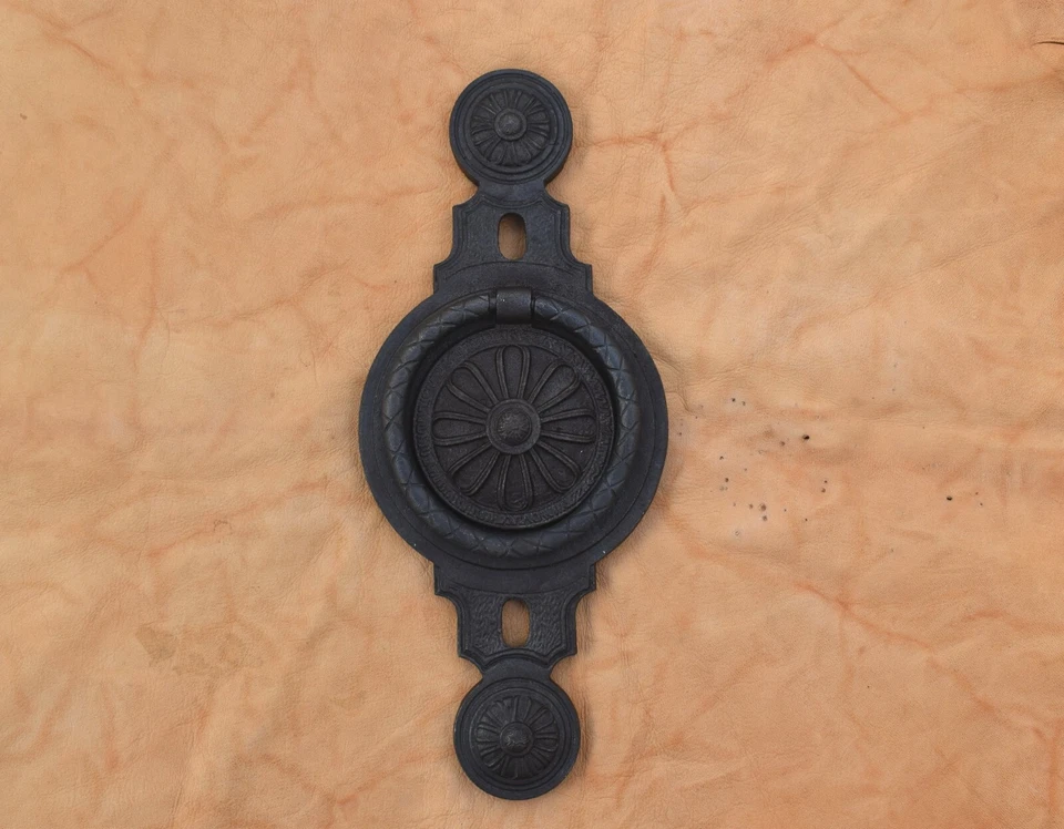 老式维多利亚式铸铁大型重型门敲门把手拉落环 — 第 1/4 张图片