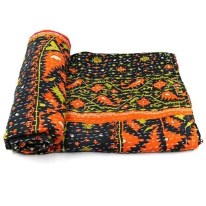 Vintage Quilt Indian Handmade Organic Cotton Art Decor Blanket Throw - Picture 1 of 6