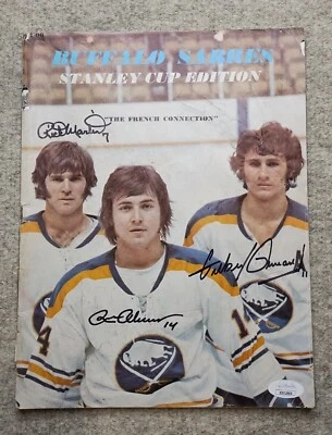 FRENCH CONNECTION SIGNED 1973 1ST PLAYOFF GAME PROGRAM BUFFALO SABRES JSA  - Image 1 of 4