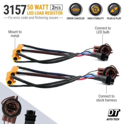 3157 LED Front Turn Signal Load Resistor Adapter Anti Hyper Flash Error Canceler - Image 1 of 4