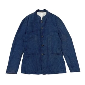 Neu mit Etikett, Zara Sakko Leinen blau gestreift Mandarinkragen Blazer - Bild 1 von 10