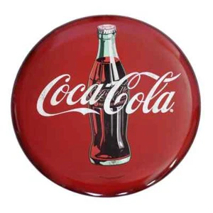 Coca-Cola Tin Button Sign Wall Decor Vintage Retro Metal Round 24 Inch Red - Picture 1 of 5