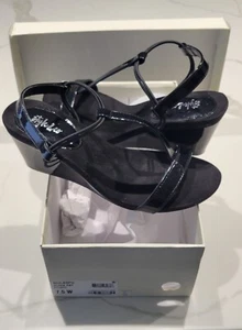 NIB Style & Co Mulan Wedge Shoes 7.5W Wide Black Patent - Picture 1 of 9