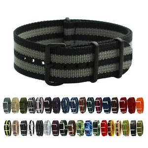 HNS Premium Ballistic Military Nylon Solid/Stripe PVD Watch Replacement Strap - Picture 1 of 10
