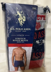 US Polo Assn Mens Cotton Stretch  Boxer Brief Underwear 3 Pk 2XL 44-46 New - Picture 1 of 4