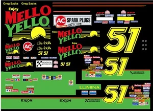 #51 Cole Trickle Mello Yello Lumina 1/64th HO Scale Slot Car Waterslide Decals