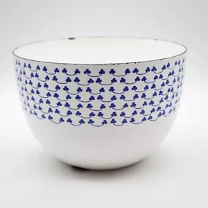 Vintage Kaj Franck Finel Finlandia ciotola smaltata trifoglio blu e bianco diametro 8 1/2" MCM - Foto 1 di 7