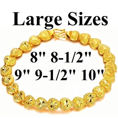 Brazalete de cadena de eslabones de corazones rellenos de oro de 24k para mujer grande 8" 8,5" 9" 9,5" 10" tamaño Foto 1 de 4