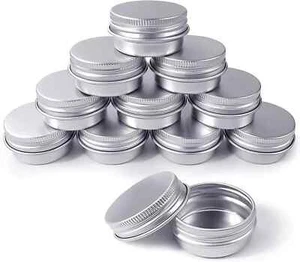 15mls Round Silver or Black Metal Tin Screw Lid Lip Balms Camping Survival Kit - Picture 1 of 9