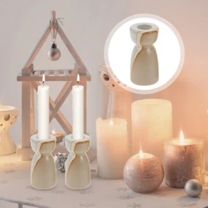 2 Pcs Ceramic Candle Holder Desktop Candlestick Ornaments Tea Light Holders - Picture 1 of 10