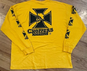 Choppers Magazine Skeleton Long Sleeve Mustard Shirt Size 2XL Bikers Motorcycle - Picture 1 of 13