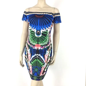 Womens Short Bodycon Dress Size Medium M Off the Shoulder Fitted Stret Printed - Picture 1 of 7