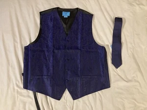 EPoint Fashion Waistcoat Vest & Tie Men Size: 5XL Matched Purple Paisley Pattern - Picture 1 of 14