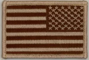 Reverse Tan USA American Flag Embroidered Patches 3"x2" iron-on - Picture 1 of 1