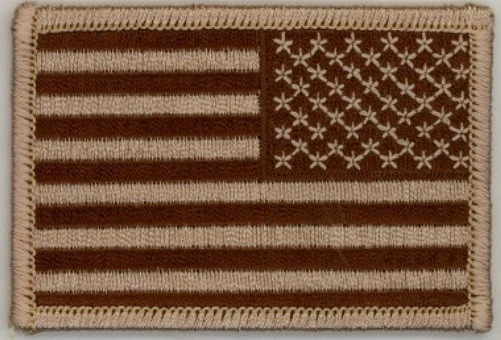 Reverse  Tan USA American Flag Embroidered Patches 3"x2" iron-on - Image 1 of 1
