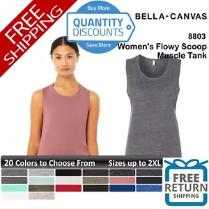 Bella + Canvas Woman Flowy Scoop Muscle Tank Top Shirt Drapey Fit Up To 2xl 8803 - Picture 1 of 64