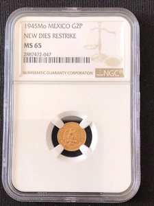 Mexico 1945 Mo 2 Pesos Gold Coin Restrike  NGC MS65 - Picture 1 of 4