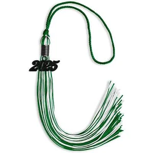 Endea Graduation Green/White Mixed Color Tassel With Black Date Drop - Picture 1 of 21