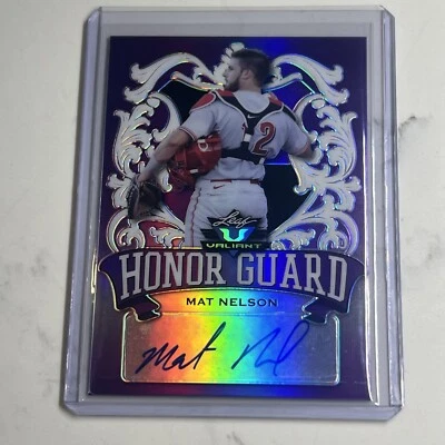 2021 Leaf Valiant Honor Guard Purple #HG-MN1 Mat Nelson /50 Auto Cincinnati Reds - Image 1 of 2