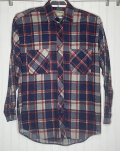 Vintage Wilderness Mens Flannel Shirt Lumberjack Plaid Red Blue Size Large - Picture 1 of 8