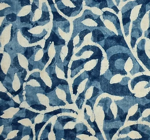 Indigo Blue Indian By the Yard Floral Block Print Fabric for Sewing Dressmaking - Picture 1 of 8