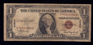 US 1935 a HAWAII One Dollar $1 SILVER Certificate WWII Emergency Issue (VG+) - Picture 1 of 2