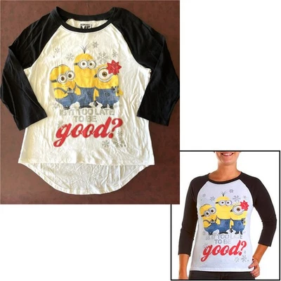 Camiseta 2014 Minions Jrs Lg 11-13 Holiday manga raglán plateada brillo copos de nieve Foto 1 de 3