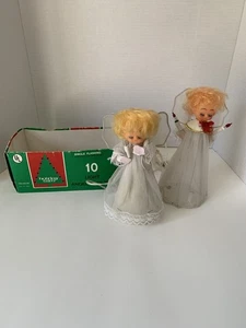 Vintage Lighted Tree Top Angel - Set of 2 - One Lights Up - Picture 1 of 16