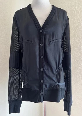 Cárdigan ALEXANDER WANG Negro Malla Transparente Cuello en V Abotonado Manga Larga Top S Foto 1 de 4