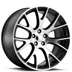 20x9.5"Dodge Challenger Hellcat Wheels FR 70 Black Machined Face OEM Replica - Picture 1 of 5