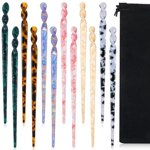 12 Pieces Acetate Hair Sticks Hair Chopsticks Tortoise Shell Leopard Print Sh... - Bild 1 von 6