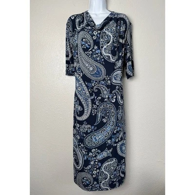 Vestido Etro azul monocromático paisley gola capuz manga 3/4 midi 48 12 - Imagem 1 de 4